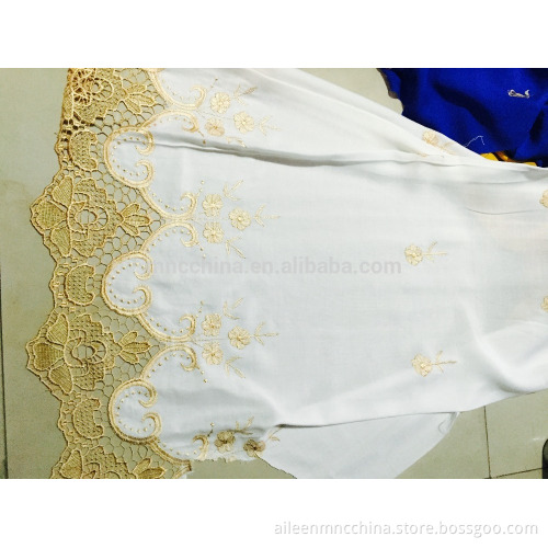 Rayon  solid  lace border embroidery fabric